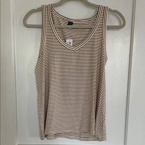 Old Navy Striped Luxe Tank- Cream and Mustard